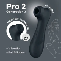 Вакуумний кліторальний стимулятор Satisfyer Pro 2 Generation 3 with Liquid Air Dark Grey — Переглянути зображення 1