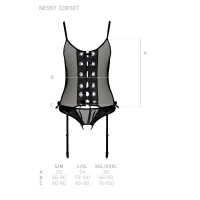 Корсет зі шнурівкою Passion NESSY CORSET S/M black, стрінги з відкритим доступом, пажі для панчіх — Просмотреть изображение 5