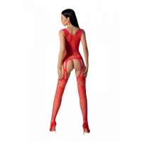 Бодістокінг з плетінням на грудях Passion BS099 One Size, red, відкритий доступ, імітація підв’язок — Переглянути зображення 2