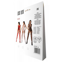 Бодістокінг з плетінням на грудях Passion BS099 One Size, red, відкритий доступ, імітація підв’язок — Переглянути зображення 7