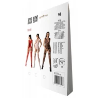 Бодістокінг з плетінням на грудях Passion BS099 One Size, red, відкритий доступ, імітація підв’язок — Переглянути зображення 7