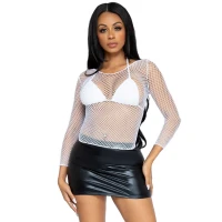 Сітчастий топ Leg Avenue Long Sleeves T-Shirts White, One Size — Переглянути зображення 1