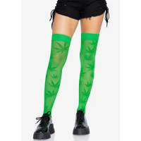 Панчохи з малюнком Leg Avenue 420 Net thigh highs Green — Просмотреть изображение 1