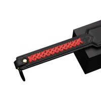 Паддл LOCKINK SEVANDA Braided-handle Spanking Paddle, чорно-червоний, гладенький, з плетінням на ручці — Переглянути зображення 3