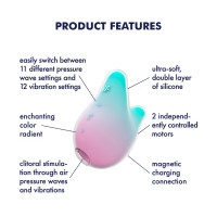 Вакуумний кліторальний стимулятор з вібрацією Satisfyer Mermaid Vibes Mint/Pink, 2 мотори