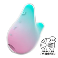Вакуумний кліторальний стимулятор з вібрацією Satisfyer Mermaid Vibes Mint/Pink, 2 мотори — Просмотреть изображение 1