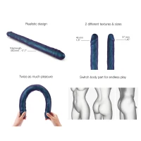 Фалоімітатор подвійний Strap-On-Me DOUBLE DONG REALISTIC DILDO - SNAKY METALLIC COLOR — Переглянути зображення 2