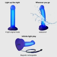 Дилдо, що світиться Strap-On-Me Glow-LED Dildo Purple - M — Просмотреть изображение 2