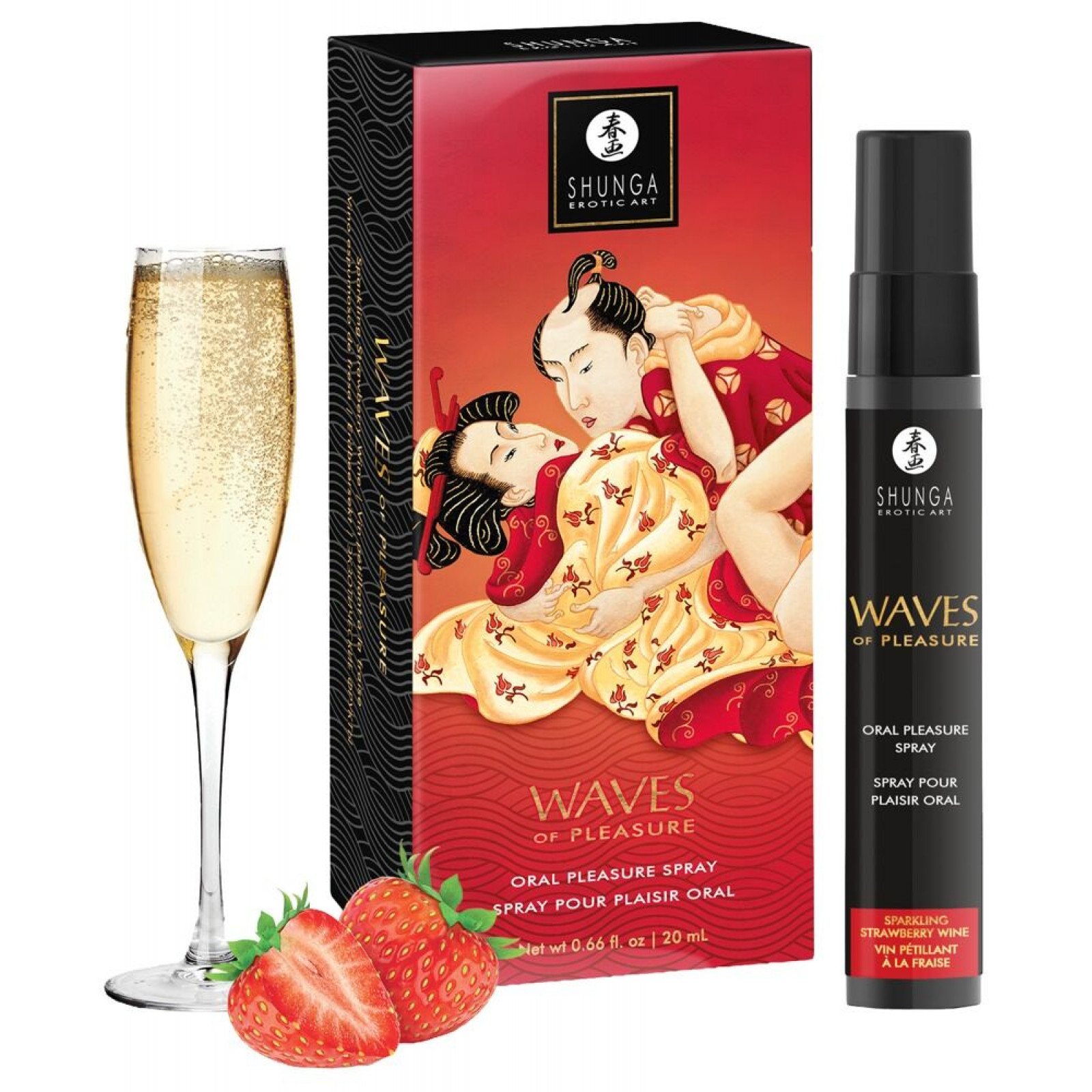 Спрей для посилення слиновиділення Shunga Waves of Pleasure Strawberry Sparkling Wine
