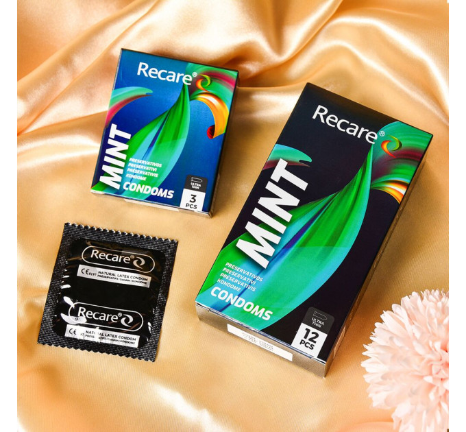 Презервативи Holographic Recare Ultra Thin Mint Condoms 3шт, ультратонкі, аромат: м'ята