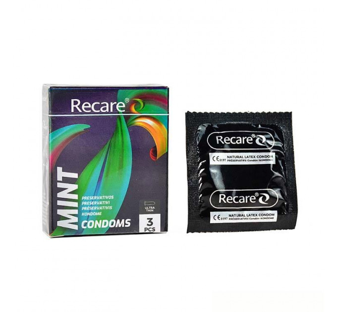 Презервативи Holographic Recare Ultra Thin Mint Condoms 3шт, ультратонкі, аромат: м'ята