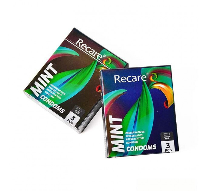 Презервативи Holographic Recare Ultra Thin Mint Condoms 3шт, ультратонкі, аромат: м'ята