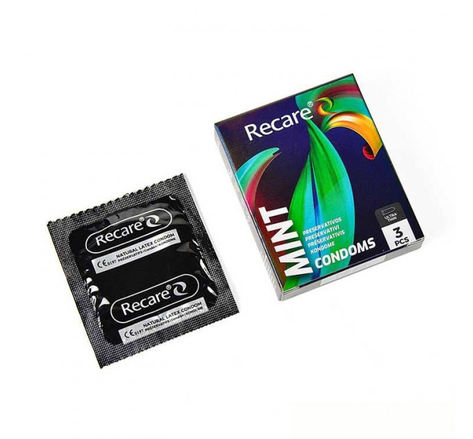 Презервативи Holographic Recare Ultra Thin Mint Condoms 3шт, ультратонкі, аромат: м'ята
