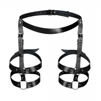 Шкіряні гартери Art of Sex - Melani Leather garters, Чорні L-2XL — Переглянути зображення 1