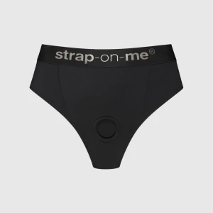 Трусики-бразиліана з фіксацією дилдо Strap-On-Me Harness Lingerie Idole – M – Black, високі