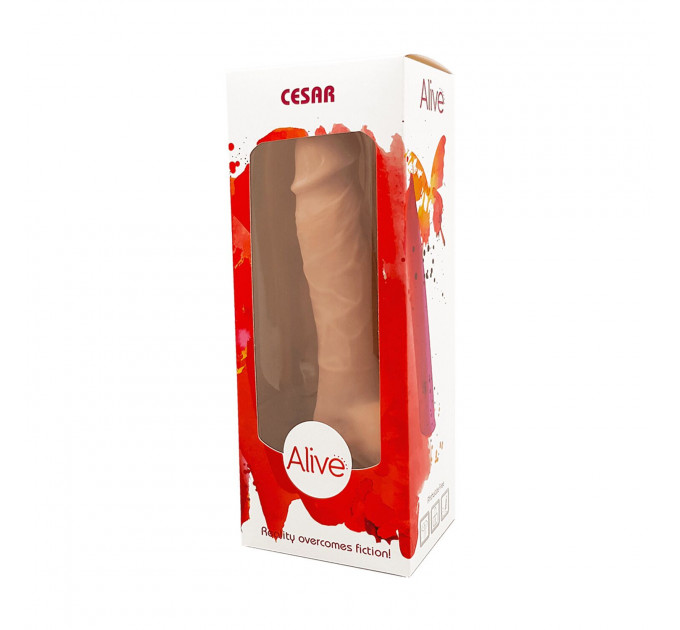 Фаллоимитатор реалистичный с яичками Alive Cesar Mega Realistic на присоске, телесный