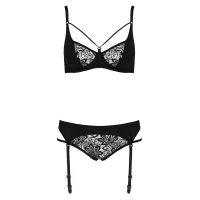 Комплект білизни Passion PAULINE SET L/XL, black, стрепи, ліф, стрінги і пояс для панчох — Просмотреть изображение 8