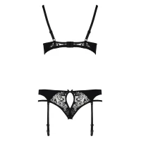 Комплект білизни Passion PAULINE SET L/XL, black, стрепи, ліф, стрінги і пояс для панчох — Просмотреть изображение 10