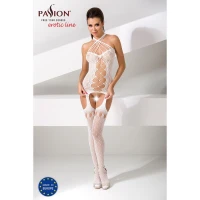 Бодістокінг Passion BS056 white, комбінезон, імітація панчох — Переглянути зображення 2
