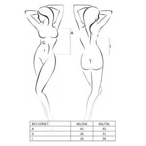 Корсет під латекс з пажами Passion BES CORSET 6XL/7XL, black, стрінги, шнурівка