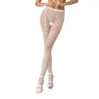 Колготки-бодістокінги Passion S012 One Size, White, імітація панчіх, пояса та мереживних трусиків — Переглянути зображення 1