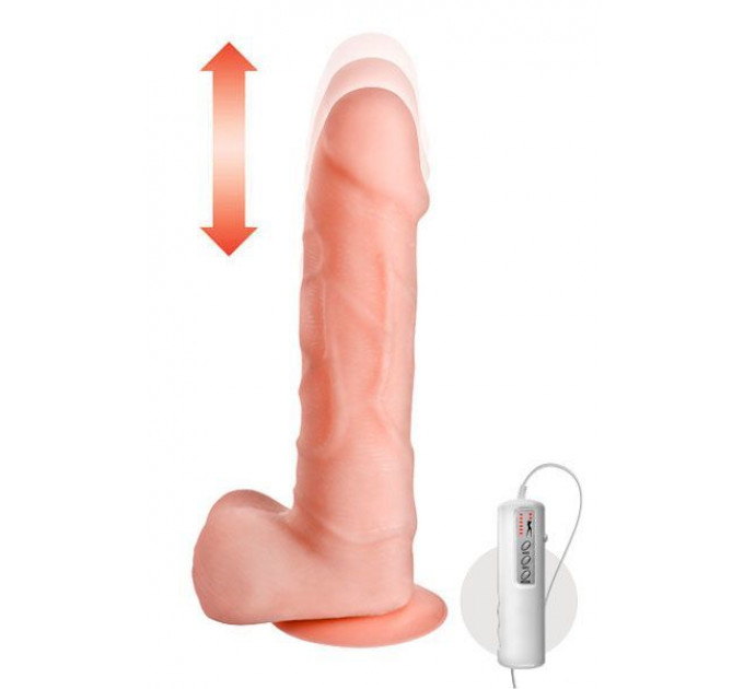 Фалоімітатор-пульсатор із вібрацією Real Body — Magic Ram, діаметр 4 см, рух вперед-назад