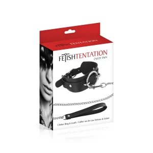 Нашийник великим кільцем та з повідцем Fetish Tentation Ring and Leash
