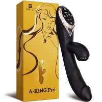 Вакуумний вібратор-кролик з підігрівом KISTOY A-King Pro Black, з LED-екраном — Переглянути зображення 4
