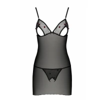 Сорочка з вирізами на грудях, стрінги Passion LOVELIA CHEMISE S/M, black — Переглянути зображення 5
