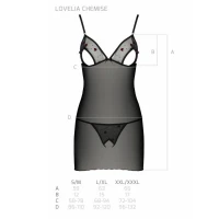 Сорочка з вирізами на грудях, стрінги Passion LOVELIA CHEMISE S/M, black — Переглянути зображення 7