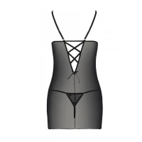 Сорочка з вирізами на грудях, стрінги Passion LOVELIA CHEMISE S/M, black — Переглянути зображення 6