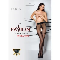 Колготки з відкритим доступом, контрастна подвійна резинка Passion TIOPEN 015 3/4 (20 den), black — Переглянути зображення 5