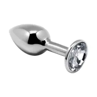 Металева анальна пробка з кристалом Alive Mini Metal Butt Plug White L — Переглянути зображення 1