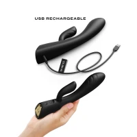Вібратор-кролик з підігрівом Dorcel FLEXI RABBIT BLACK, гнучкий стовбур — Просмотреть изображение 4
