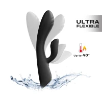 Вібратор-кролик з підігрівом Dorcel FLEXI RABBIT BLACK, гнучкий стовбур — Просмотреть изображение 1