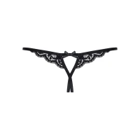 Мереживні танги з двома отворами Obsessive 831-THC-1 crotchless thong S/M, чорні, бантики — Просмотреть изображение 10