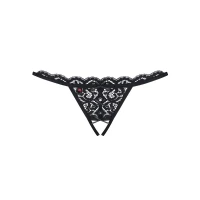 Мереживні танги з двома отворами Obsessive 831-THC-1 crotchless thong S/M, чорні, бантики — Просмотреть изображение 8