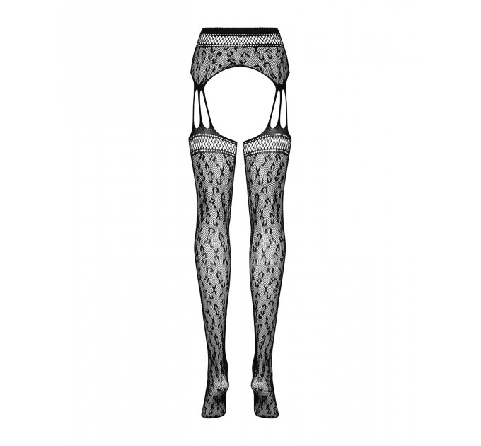Сітчасті панчохи-стокінги під леопард Obsessive Garter stockings S817 S/M/L, імітація гартерів, з до