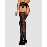 Сітчасті панчохи-стокінги під леопард Obsessive Garter stockings S817 S/M/L, імітація гартерів, з до — Переглянути зображення 2