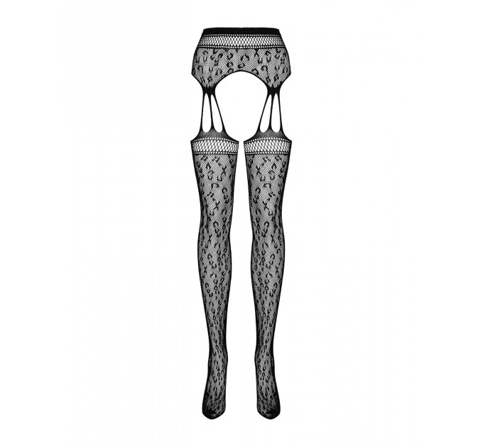 Сітчасті панчохи-стокінги під леопард Obsessive Garter stockings S817 S/M/L, імітація гартерів, з до