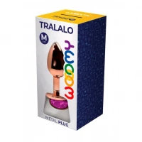 Металева анальна пробка Wooomy Tralalo Rose Gold Metal Plug Magenta M, діаметр 3,4 см, довжина 8 см — Переглянути зображення 2
