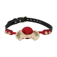 Розкішний силіконовий кляп Zalo Silicone Ball Gag Red, кристал Swarovski, шкіряний ремінець — Переглянути зображення 1