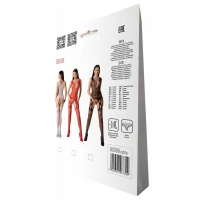 Бодістокінг з плетінням на грудях Passion BS099 One Size, white, відкритий доступ, імітація підв’язо — Переглянути зображення 7