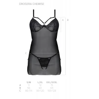 Пеньюар Passion DROSERA CHEMISE black, XXL/XXXL, мереживний ліф зі стрепами, трусики в комплекті — Переглянути зображення 8
