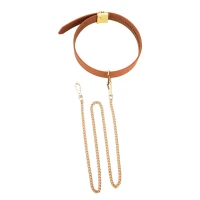 Нашийник з повідцем LOCKINK Tied Collar with Leash Set, коричневий, ланцюг зі шкіряною петлею та карабіном — Просмотреть изображение 4
