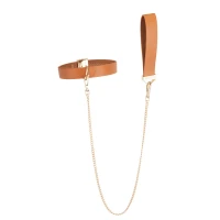 Нашийник з повідцем LOCKINK Tied Collar with Leash Set, коричневий, ланцюг зі шкіряною петлею та карабіном — Просмотреть изображение 2