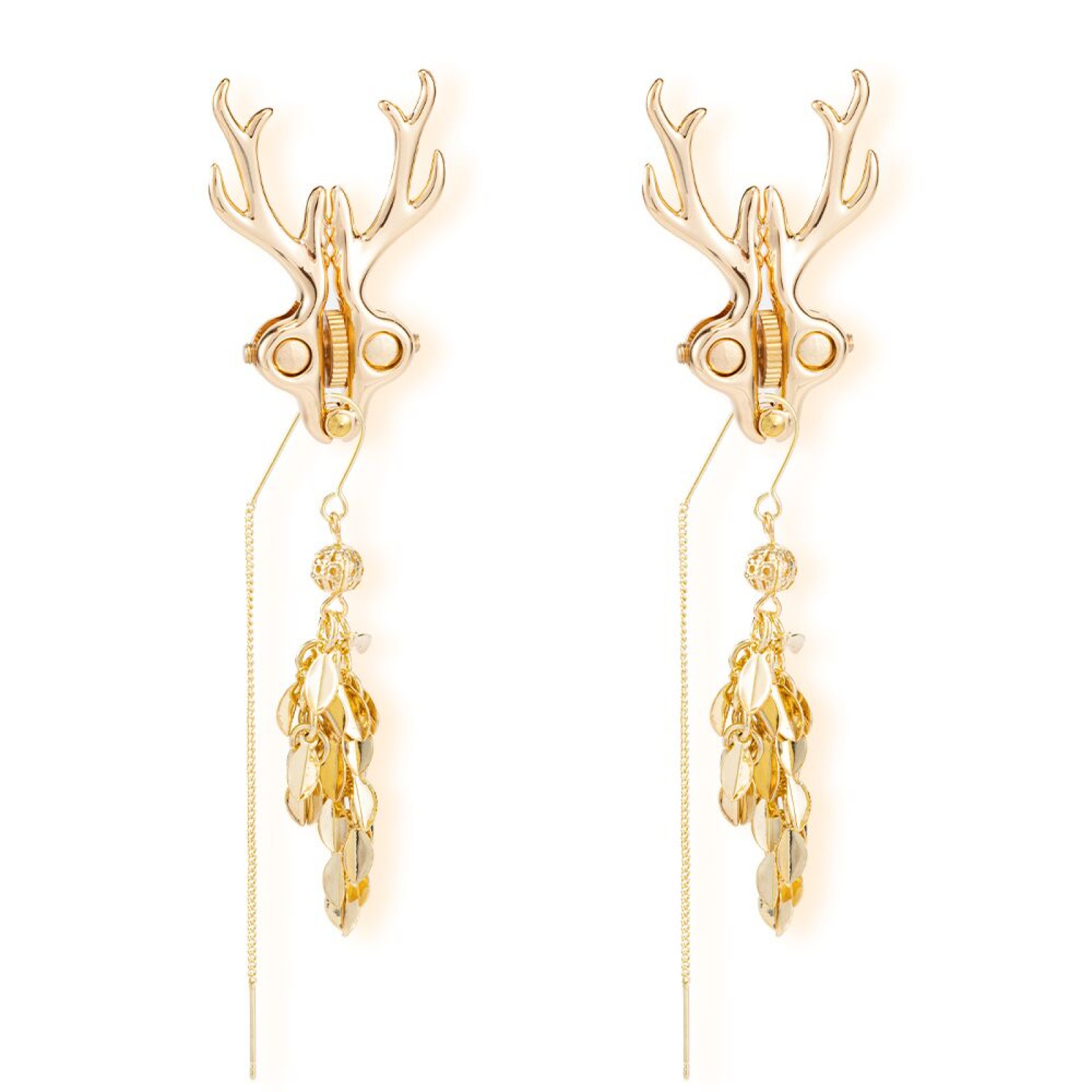 Затискачі для сосків LOCKINK SEVANDA Stag Adjustable Nipple Clamps, золотисті, зі знімними підвісками