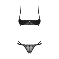 Комплект Obsessive Nutris 2-pcs crotchless set, XL/2XL, ліф з відкритими чашками, трусики з доступом — Просмотреть изображение 3