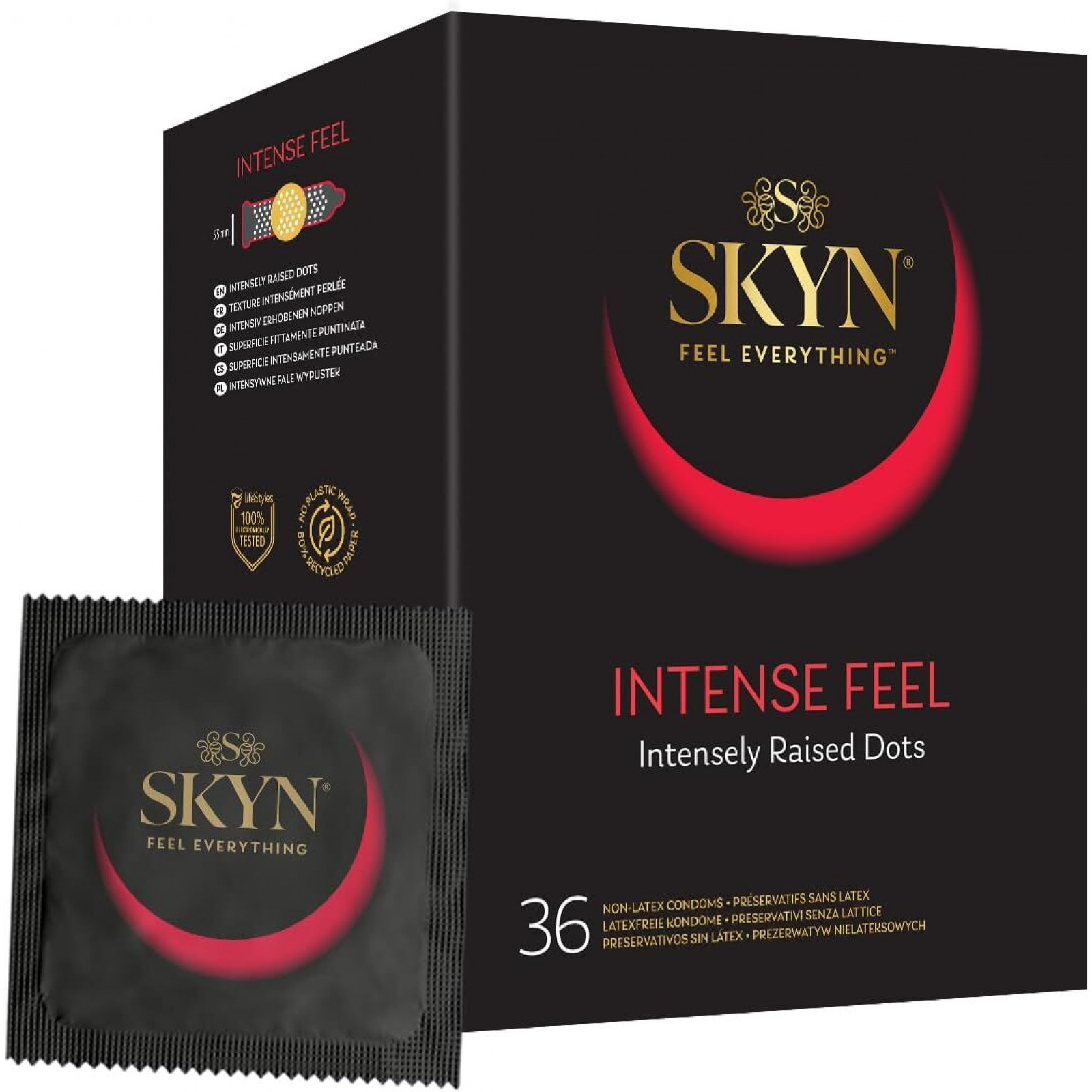 Безлатексні преміум-презервативи SKYN Intense Feel 36 шт, точковий рельєф