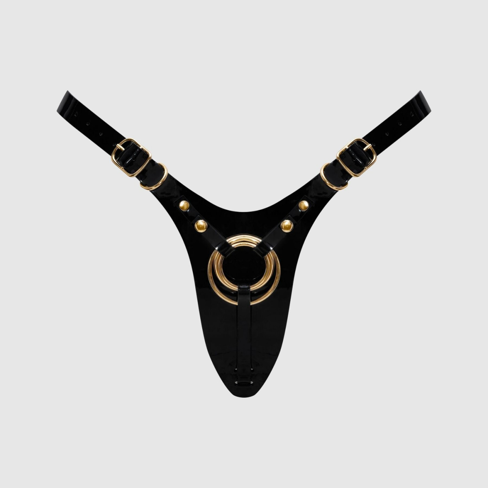 Трусики для страпона Strap-On-Me Leatherette Harness Fabulous - One Size - Black Glossy